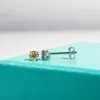 Studörhängen S925 Silver Moissanite Women D/Yellow Diamond Ear Studs 4 Prong Pass Ins 2023 Jewelry Pendientes