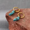 Hoop Earrings Fashion Turquoise Stainless Steel For Women Trendy Geometric Circle Blue Stone 18 K Gold Metal Jewelry