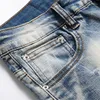 Herren Jeans Punk Trend Retro Blau Mittlere Taille Slim Stretch Bleistifthose Zerrissene Bettlerhose Hip Hop Biker Kleidung