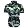 Mäns avslappnade skjortor camisa de manga corta con estampado rayas para hombre blusa informella botones cuello vuelto ropa verano nueva moda