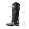 Stövlar vintageformade blommor broderier bootes women western cowgirls cowboy boots casual work ridning chunky heel boot ladies 230801