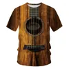 Camisetas masculinas masculinas 3d guitarra impressa moda manga curta camisa diária de manga camiseta tshirt roupas femininas