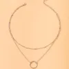 Kedjor bohemisk stil enkel dubbel cirkel geometrisk hänghalsband 2023 mode metall kedja smycken tillverkare direktförsäljning