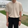 Polos Masculinos 2023 Harajuku Coreano Malha Camisa Pólo Moda Juvenil de Alta Qualidade Botão de Lapela Camisetas Malhas Primavera Verão Para Homens Roupas