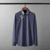 New Bird Printed Men's Shirts Luxury Long Sleeve Streetwear Casual Mens Dress Shirts Slim Fit Party Man Shirts Plus Size 4XL