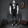 Men's T Shirts Summer T-shirt Short-sleeved Trendy Slim-fit Crewneck Printed Cool Fashion Tops