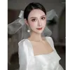 Bridal Veils 2023 Styling Veil Satin Bow Headdress Makeup Artist Studio Accessories Short Wedding Vail Korean Style