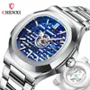 Orologi da polso CHENXI Casual Business Orologio automatico da uomo Tourbillon Cinturino in acciaio meccanico Lancette luminose impermeabili