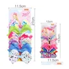 Accessoires pour cheveux 126 Couleur 5 Arc Fille Colorf Imprimer Barrettes Arc-En-Enfants Fête De Noël Tondeuse Drop Delivery Bébé Maternité Dhe68