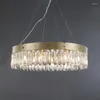 Lustres Pingentes Luzes Luminárias Pingente Lustre Cristal Sala de Estar Lustre Anel de Aço Inoxidável Vila de Luxo Decorativa