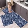 Mattor Blue Geometric Print Kitchen Mat Entrance Doormat Patchwork Kitchen Rug Home Floor Balkong Anti-slip mattor Heminredning R230731