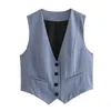 Vrouwen Vesten Zomer Vrouwen V-hals Mouwloos Vest Single Breasted Kleine Zakken Slim Fit Cropped Vest Jas Werkkleding