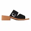 Femmes DHgate Sandales Woody Espadrille Wedge Mules Toile Slides Designer de luxe haut chaton Slipper Back Square Toe Flats Sandels Slider Beach House Plate-forme