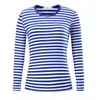 Camisetas Masculinas T-Shirt Masculina Para Roupas Harajuku Feminina Slim Fit Algodão Stripe Camisa de Manga Longa Tamanho Grande Moda Camisetas Top