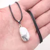 Pendant Necklaces Natural Stone Pendants Necklace Irregular Shape Polished Quartz Crystal Agate Wax Cord For Jewelry Women Gift Decoration