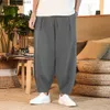 Calças masculinas Calças masculinas de linho de algodão verão masculino novas cores sólidas calças masculinas de ajuste solto bolsa de fitness roupas de rua tamanho grande M-5XL Z230801