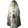 Voiles de mariée enveloppés Double couche Satin Edge voile de mariée accessoires de mariage blanc avec tombeau de cheveux Simple élégant Voile Mariage