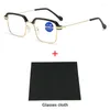 Sunglasses Classical Reading Glasses Men Women Metal Texture Presbyopic EyeGlasses With Eyewear Cloth Anti Blue Light Gafas 1.0 To 4.0