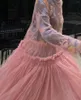 الفساتين غير الرسمية انظر من خلال O-tele long sleeve tulle midi طول امرأة ملابس متوترة الطبقات فستان مثيرة y2k الموضة