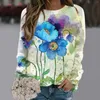 Women's Hoodies Women Flower Printed Hooded Less Pullover Sweatshirt Autumn Winter Casual Loose Top Round Neck Female Streetwear 2023