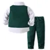 Pakken Formele Kids Jongen Gentleman Kleding Set Lange Mouw Vest Broek Jongens Outfits Bruiloft Verjaardagsfeestje Jurk Past 230801