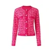 デザイナーセーターの女性ドレスパターンパーカーカーディガン長袖コントラストカラーボタンニットセータージャケットサイズS-2xl