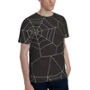 T-shirts pour hommes Squelette Crâne Os T-shirts Halloween Apider Web 3D Imprimé Rétro À Manches Courtes Polyester Harajuku O-Neck Tops Streetwear