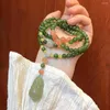 Strand kinesisk stil naturlig jasper runda pärlor multi-cirkel armband kvinnors hetiska jade halsband södra röda agat