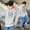 Hoodies Camisolas Crianças Meninos Moletom Casacos Primavera Outono Branco Letras Estampadas Roupas Esportivas Moda Pulôver 230801