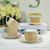 Mugs Drop Suppliers Classic Mosaic Tea Cup And Saucer Gold Ceramic Mug Creative Tableware With Gift Box 230731