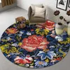 Carpets Home Floor Rug Door Mat Anti-Slip Chair Mat Round Living Room Rug Tropical Rainforest Style Palm Leaf Bedroom Bedside Rug R230801