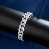 Hip Hop Miami 10mm kubansk kedja 925 Sterling Silver Iced Out VVS Moissanite Cuban Link Armband