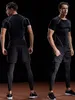 T-shirts d'extérieur T-shirt de compression hommes vêtements de sport d'été en cours d'exécution t-shirt élastique à séchage rapide hauts de sport t-shirt de gymnastique athlétique chemises d'entraînement 230801