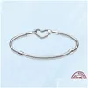 Charm Bracelets Authentic 925 Sterling Sier Selling Bracelet For Women Heart Shaped Snake Chain Ladies Fit Pandora Beads Jewelry Gif Dhejx