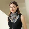 Foulards Marque De Luxe Femmes 90x90cm Foulard En Soie Foulards Foulard Carré Femme Imprimé Tête Hijab Femmes Foulard En Satin Foulard Bandana femmes J230801