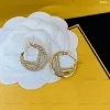 Women Hoop Earrings Premium Gold Diamond arring Designer Stud arring Fudy Hoops Brand Brand Letter Design Action