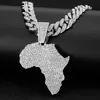 Hanger Kettingen Mode Kristal Afrika Kaart Ketting Voor Vrouwen Mannen Hip Hop Accessoires Sieraden Choker Cubaanse Link Chain Gif276l