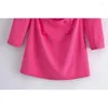 Vestidos casuais YENKYE Moda Feminina Manga Longa Rosa Red Cut Out Blazer Minivestido