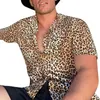 Camicie casual da uomo Camicia a maniche corte abbottonata con stampa floreale leopardata T-shirt estiva Hawaii Beach Streetwear