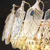 Ljuskronor lämnar kristall dimbara LED -lampor moderna tak luster hem dekoration långa hängande lampor för matbordsdekor