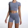 Tute da donna 2 pezzi Set da yoga Sport Tuta da fitness senza cuciture da donna Abiti da allenamento Abbigliamento sportivo Reggiseno sportivo Pantaloncini da donna Tute da ginnastica a costine