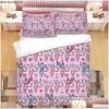 Sängkläder set rosa rullkanin 3D tryckt uppsättning täcke ers fall med sängkläder säng linne t230217 droppleverans hem trädgård text dh5mi