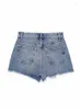 Short femme été Chic mode trou cassé décoration taille haute Denim Vintage poches latérales femme jupes Mujer