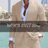 Mens Suits Blazers Suit Linen Pointed Lapel Slim Fit One Button Formal Groom and Man Dress Set Casual Commuting TwoPiece 230731