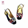 Dress Shoes 2023 Fashionable Mature Dark Blue Peep Toe And Bag Set For Nigerian Women Wedding Party