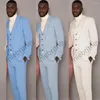 Herrdräkter (jacka byxor väst) skräddarsydda män linne manlig kostym 3 stycke för man 2023 brudgummen bröllop lös smal passformad skräddarsydd