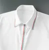 Nya bomullsmässiga skjortor Luxury Långärmning Enkel casual mens klänningskjortor Fashion Slim Fit Ribbon Business Man Shirts 4xl