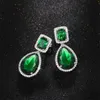 Stud Vintage Lab Emerald Dangle Earring 925 Sterling Silver Jewelry Party Wedding Drop Earrings For Women Brud Birthday Present 230731