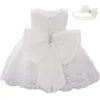 Robes de fille Toddler Big Bow Baby Girl Dress born Lace Tutu Baptême 1st Birthday Princess Dress Elegant Party Ball Gown Dress Vestidos 230801