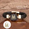 Bracelets porte-bonheur Az Lettre Initiale Bracelet Pour Hommes 26 Zircon Noir Tressé En Cuir Corde Chaîne Bracelets Homme Cadeaux 230731